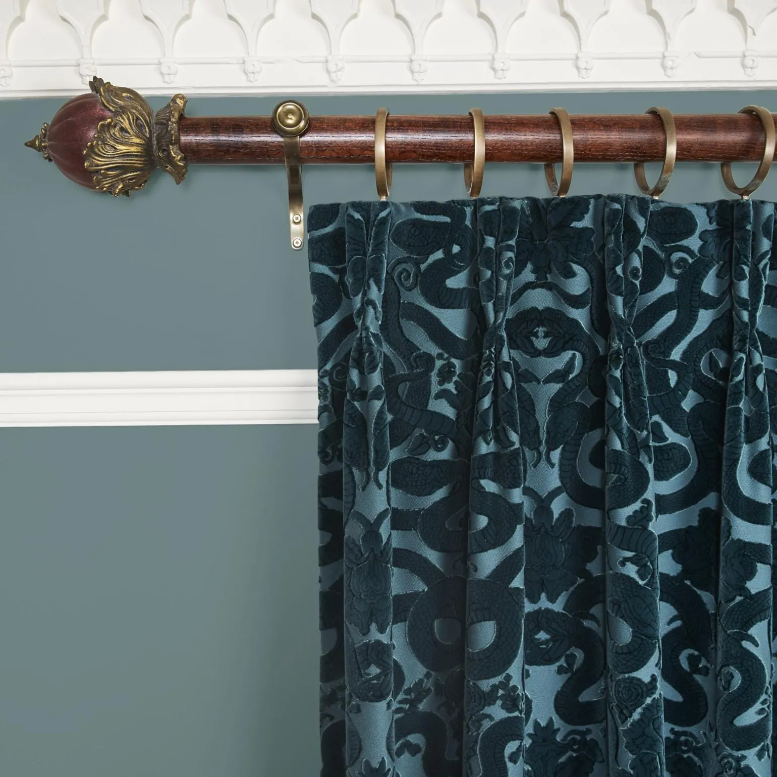 ANACONDA Velvet Curtain - Petrol