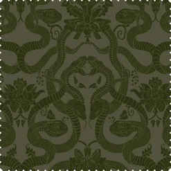 ANACONDA Cut-Velvet - Olive Green