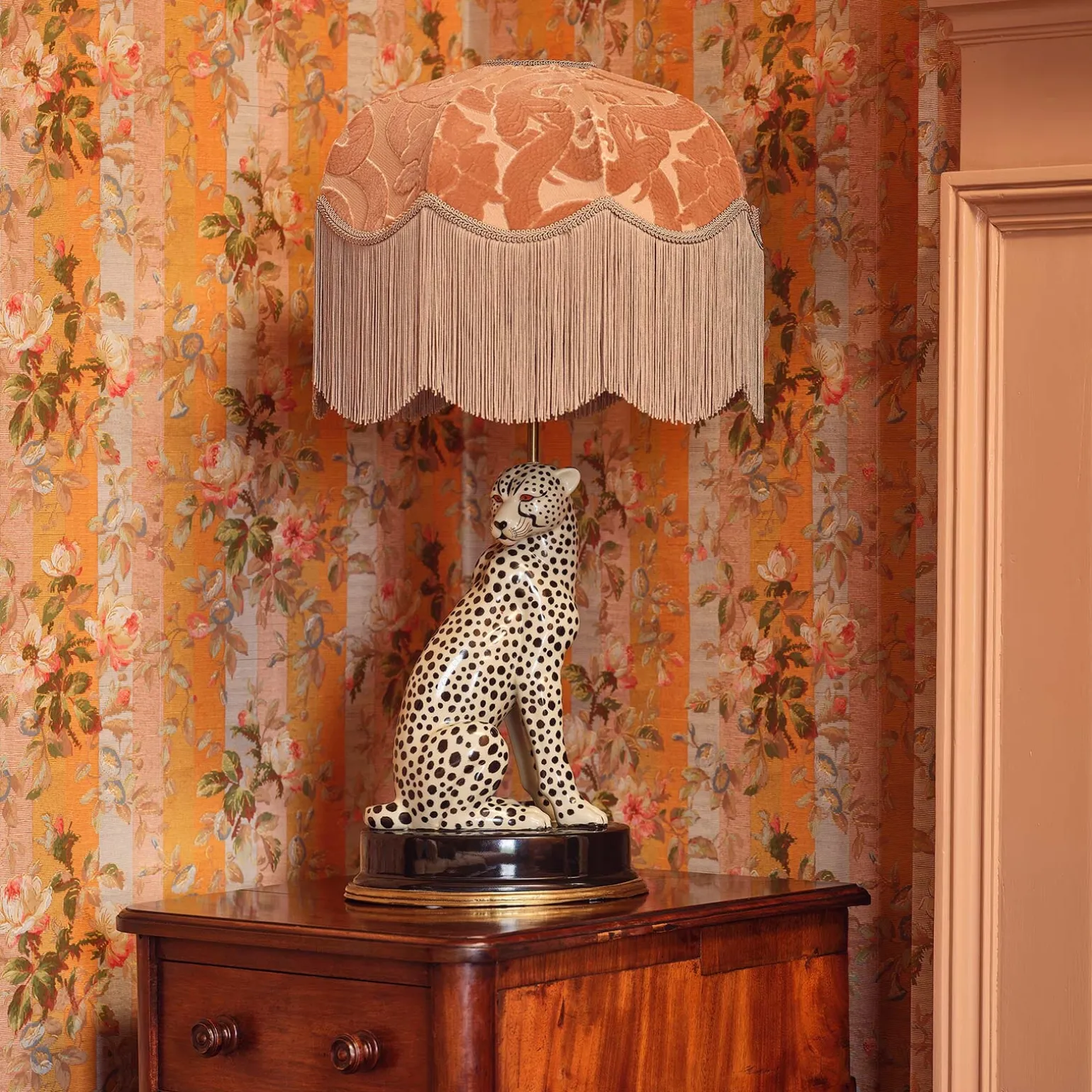 ANACONDA Cut-Velvet Tilia Lampshade - Dusky Pink