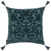 ANACONDA Large Tassel Cut-Velvet Cushion - Petrol