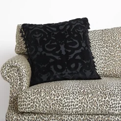 ANACONDA Large Tassel Cut-Velvet Cushion - Noir