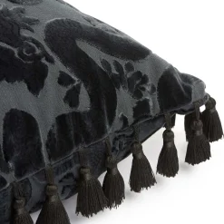 ANACONDA Large Tassel Cut-Velvet Cushion - Noir