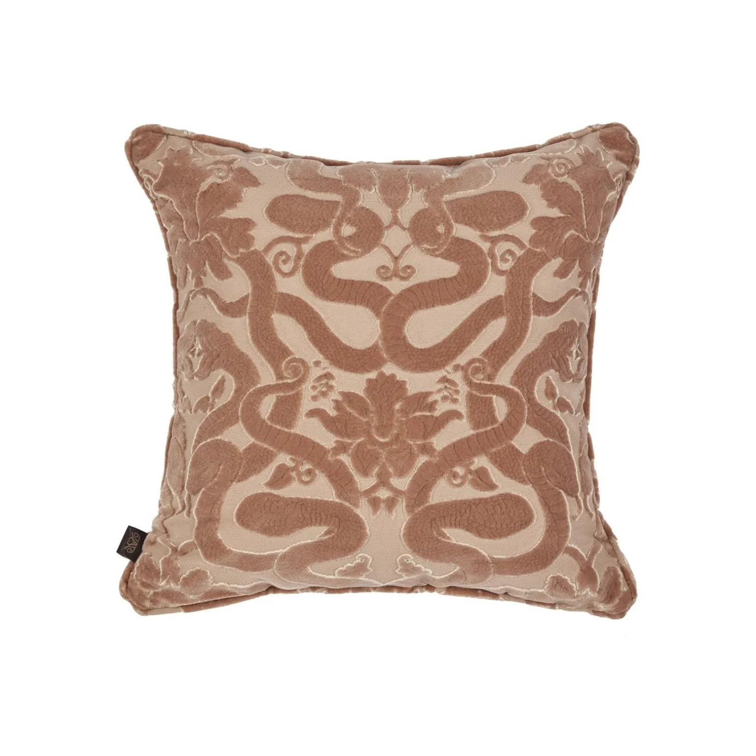 ANACONDA Medium Cut-Velvet Cushion - Dusky Pink