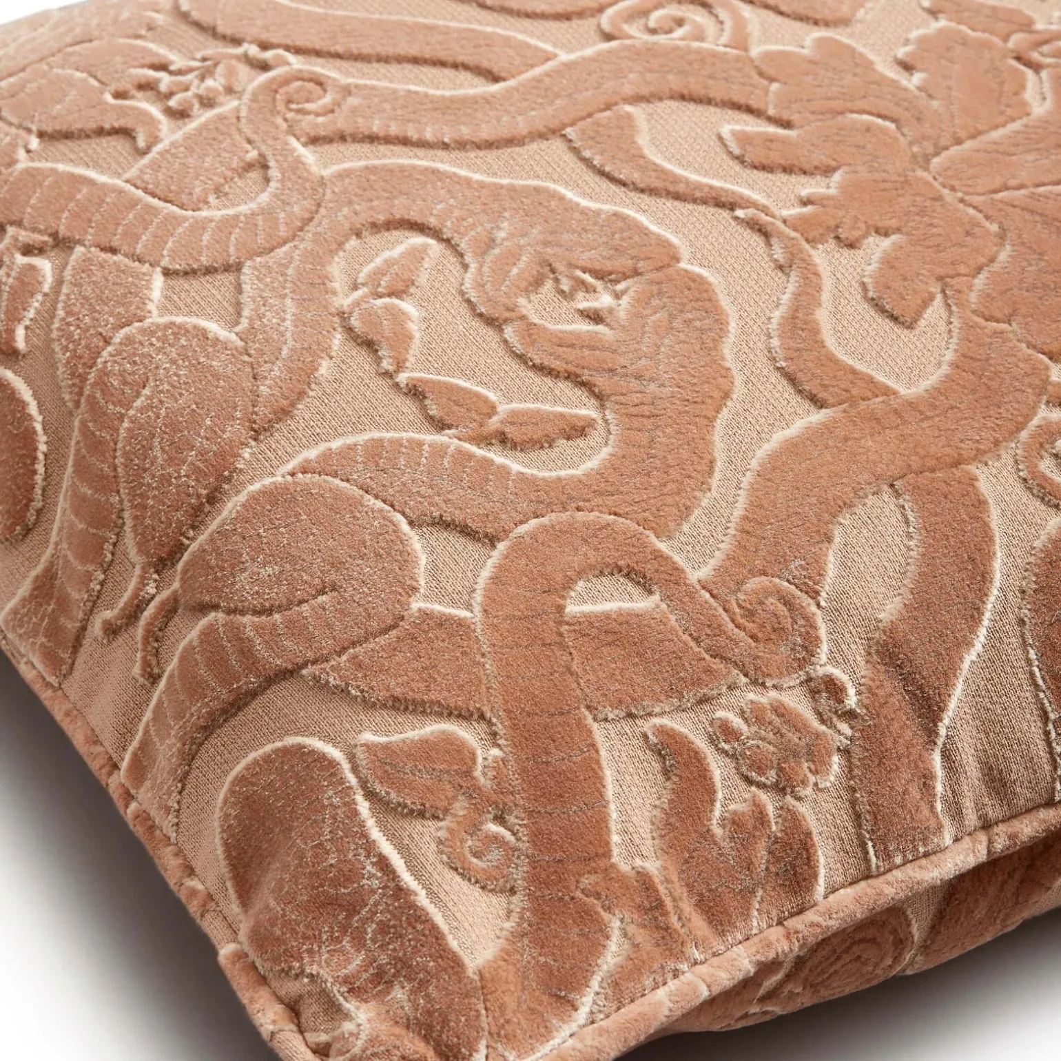 ANACONDA Medium Cut-Velvet Cushion - Dusky Pink