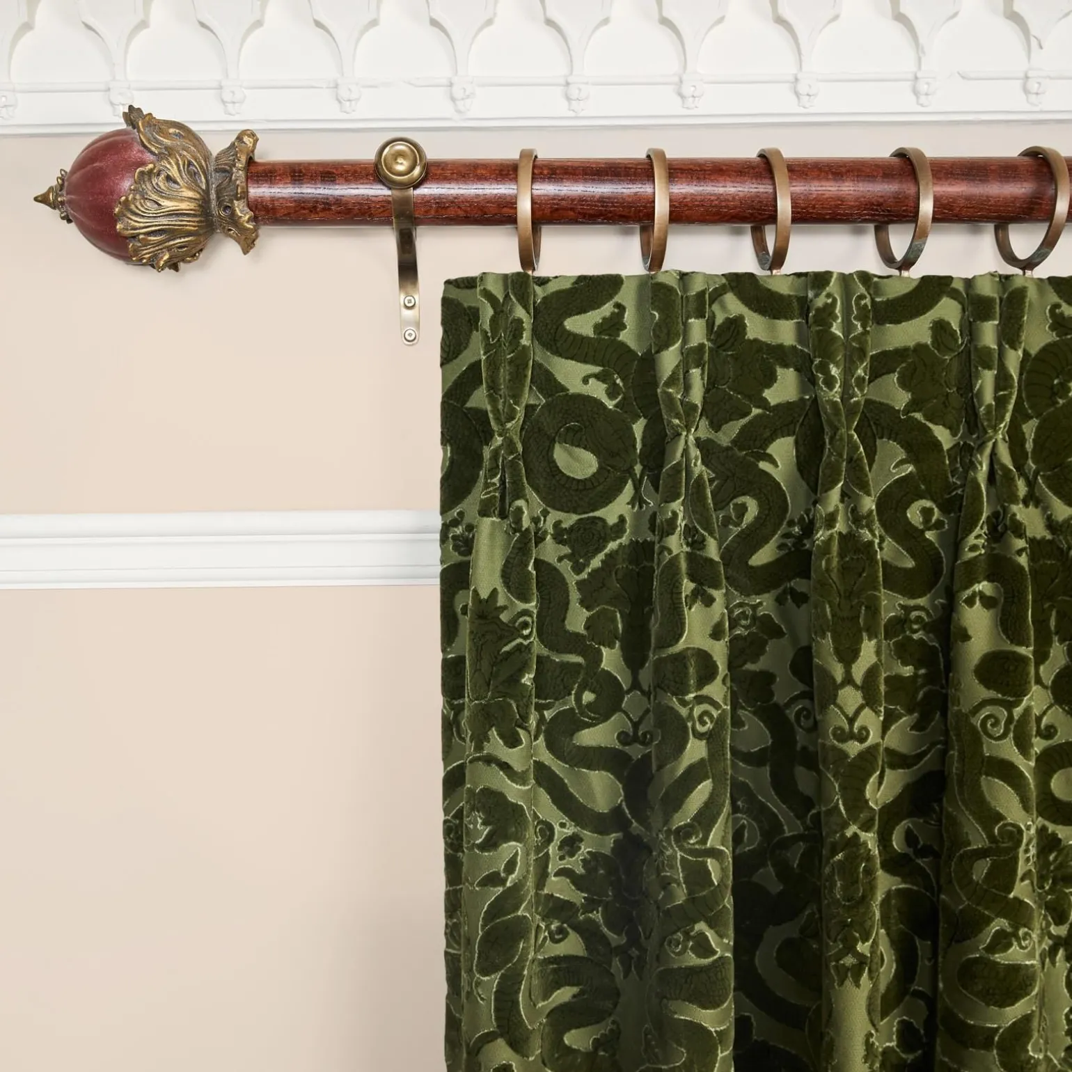 ANACONDA Velvet Curtain - Olive Green