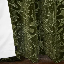 ANACONDA Velvet Curtain - Olive Green