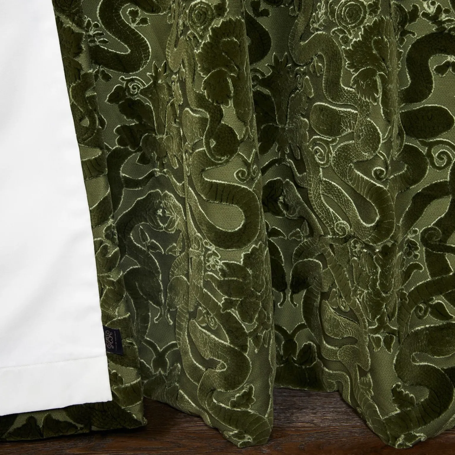 ANACONDA Velvet Curtain - Olive Green