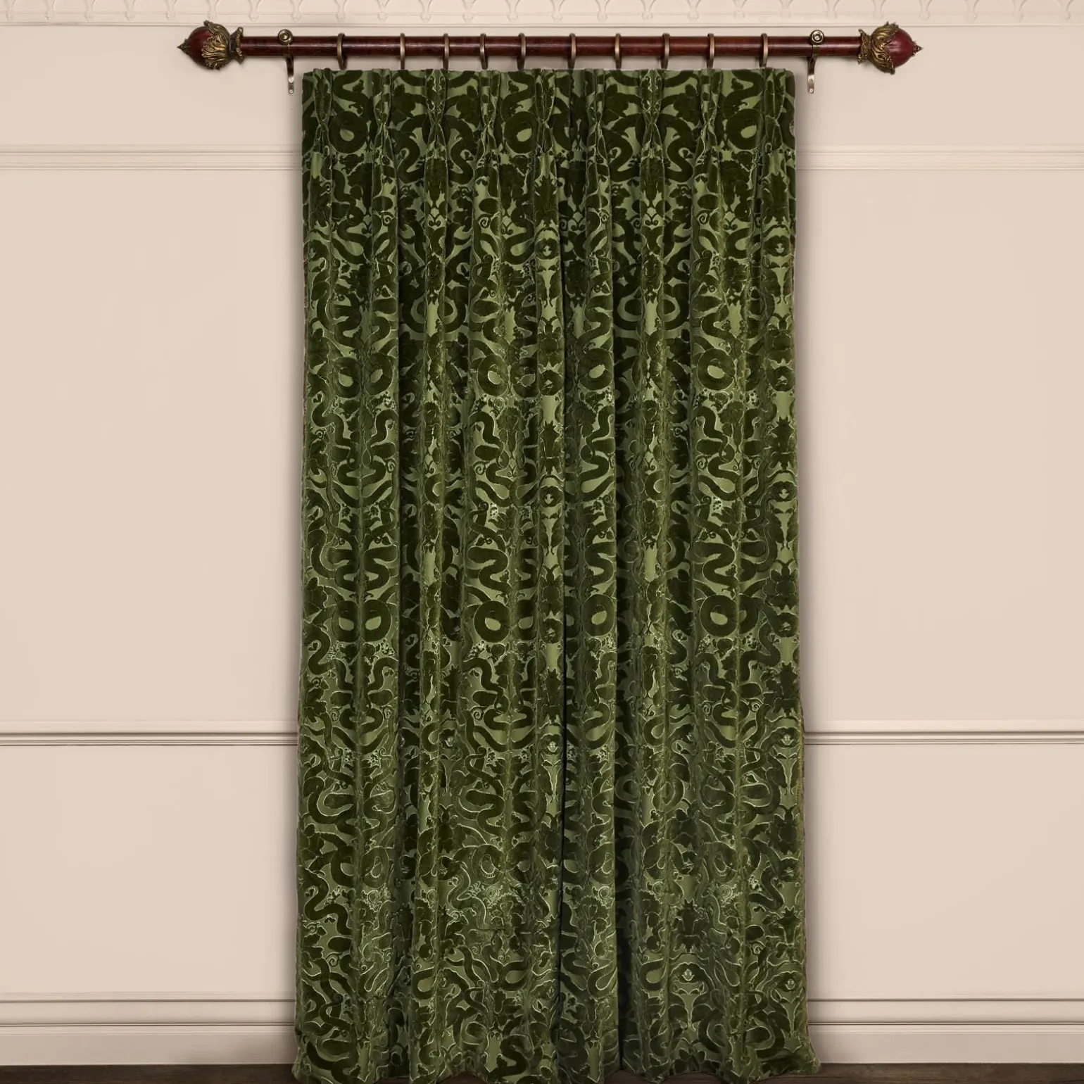 ANACONDA Velvet Curtain - Olive Green