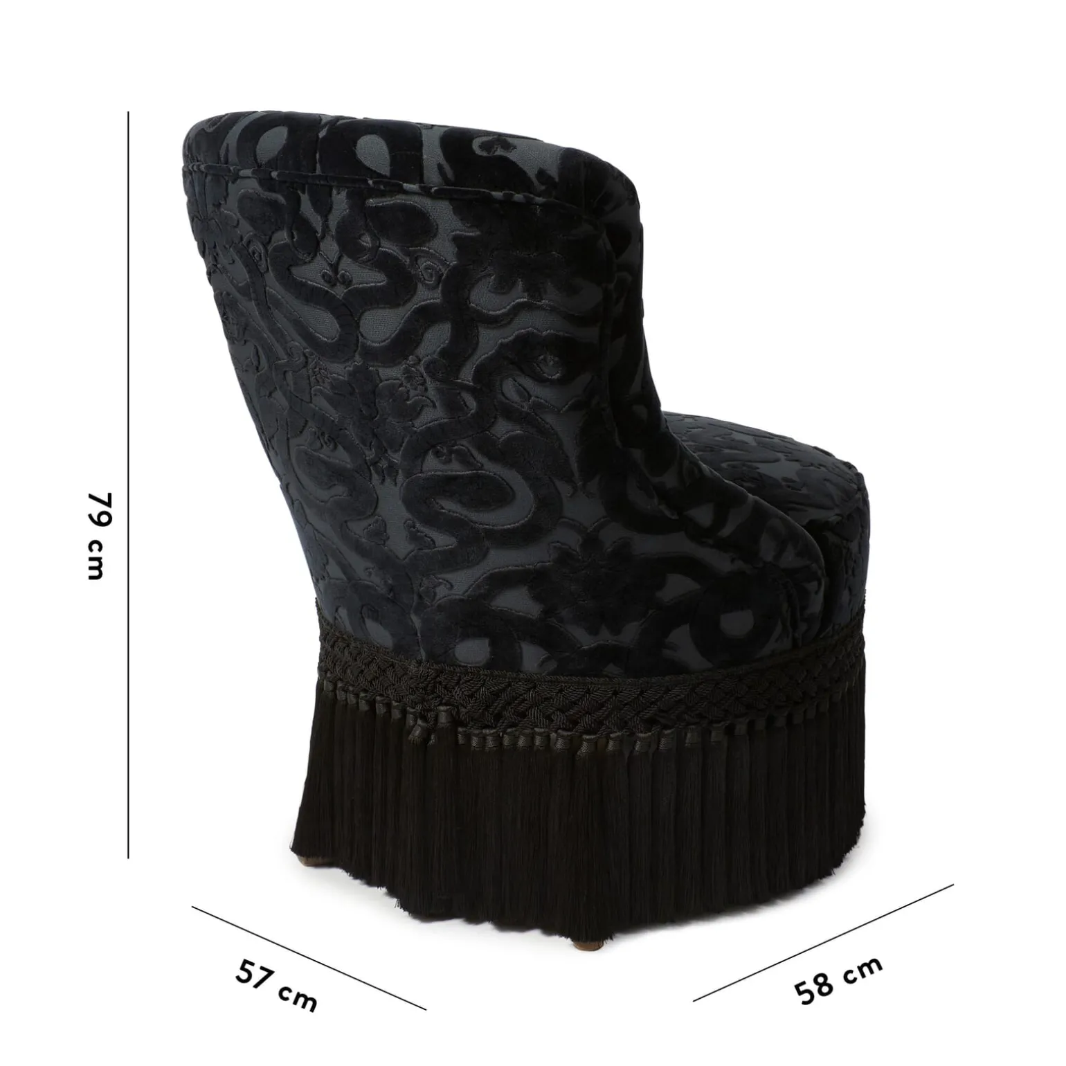 ANACONDA Velvet Gascoigne Bedroom Chair - Noir