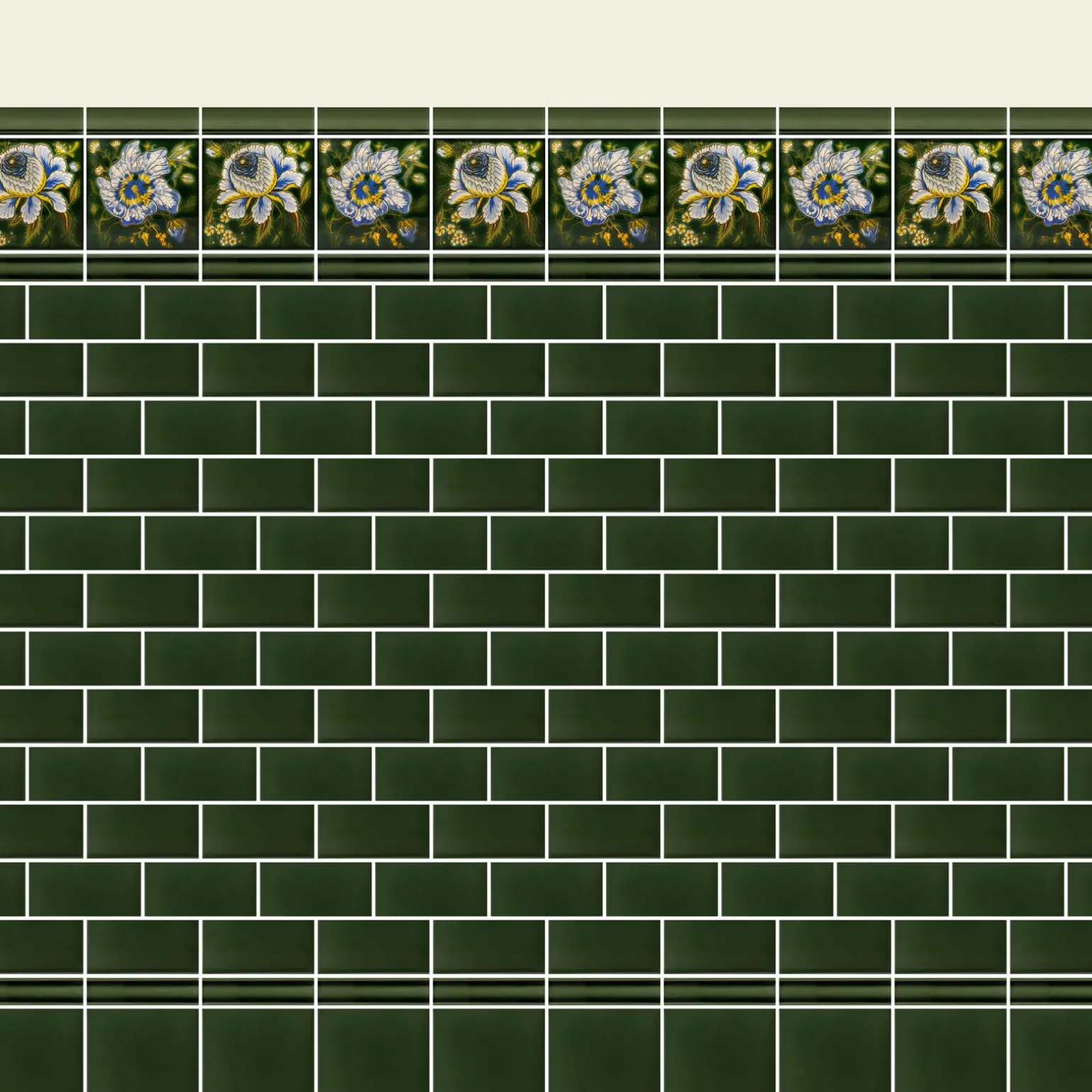 ARTEMIS HIBISCUS Printed Tiles - Verde
