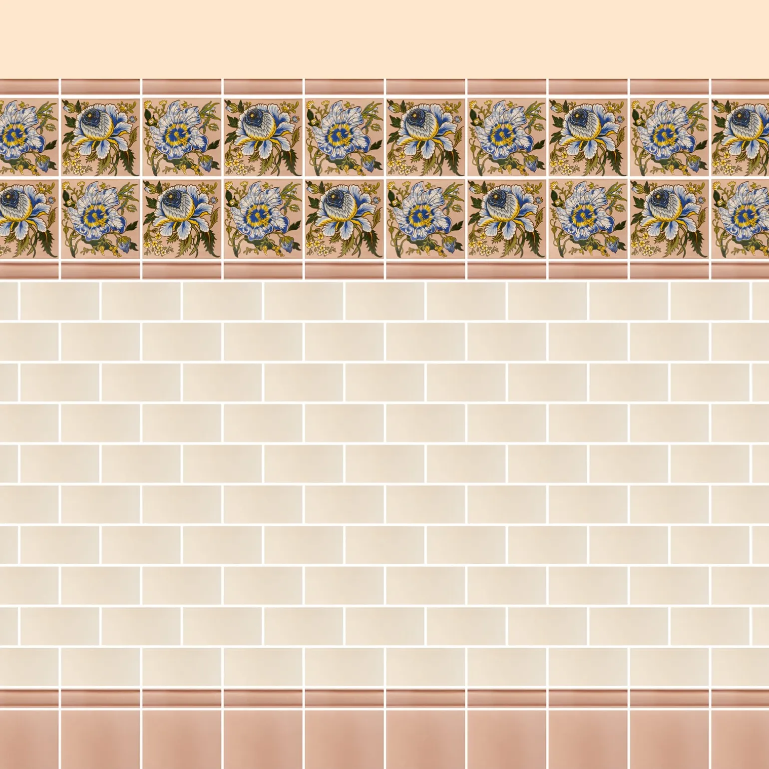 ARTEMIS HIBISCUS Printed Tiles - Blush