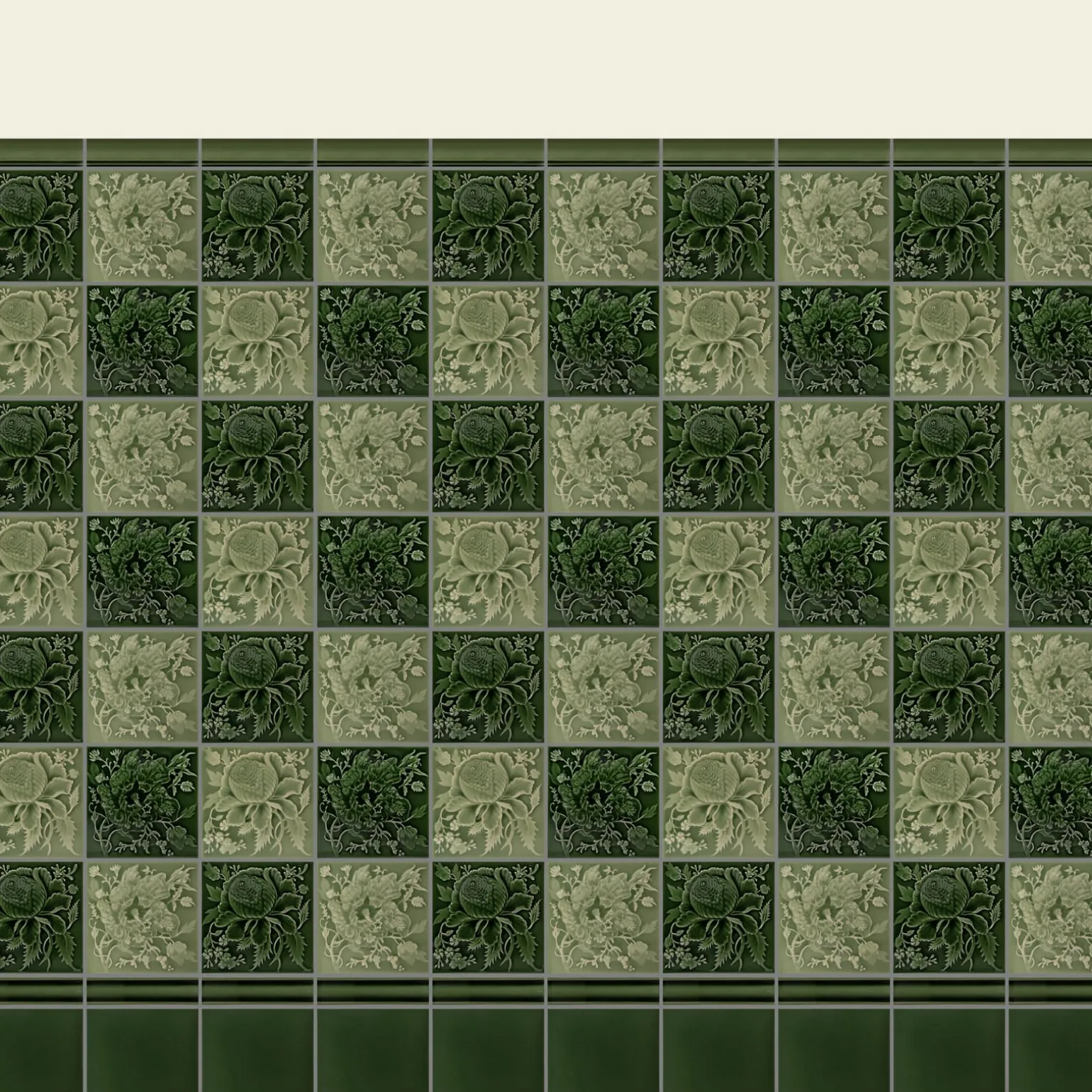 ARTEMIS HIBISCUS Relief Tiles - Sage