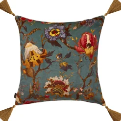 ARTEMIS Large Tassel Velvet Cushion - Petrol