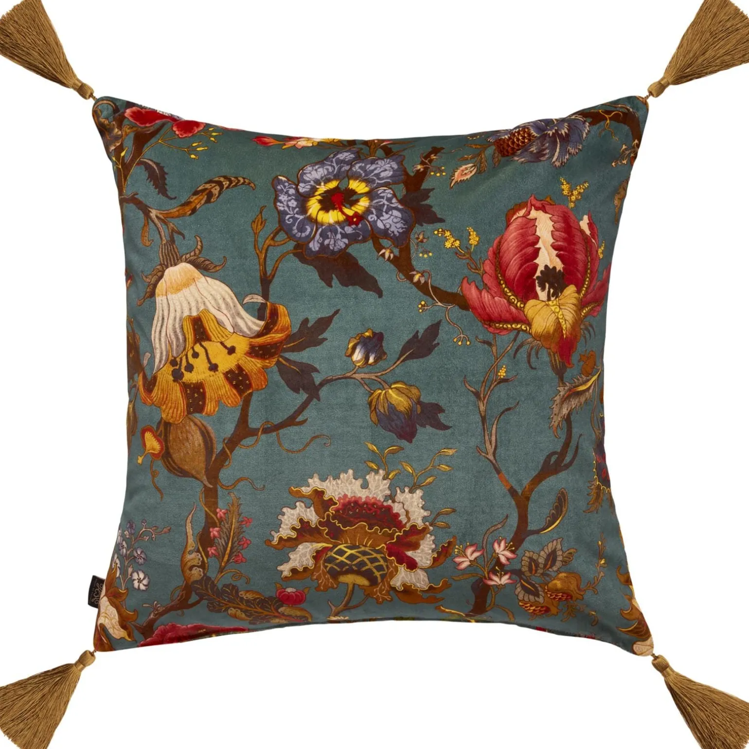 ARTEMIS Large Tassel Velvet Cushion - Petrol
