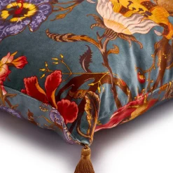 ARTEMIS Large Tassel Velvet Cushion - Petrol
