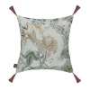 ARTEMIS Medium Tassel Embroidered Linen Cushion - Pistachio