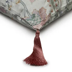 ARTEMIS Medium Tassel Embroidered Linen Cushion - Pistachio