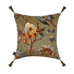 ARTEMIS Medium Tassel Velvet Cushion - Moss Green
