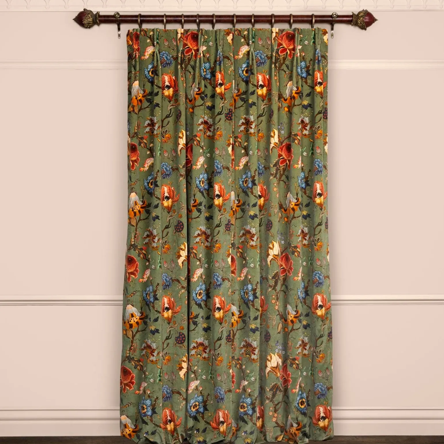 ARTEMIS Velvet Curtain - Moss Green