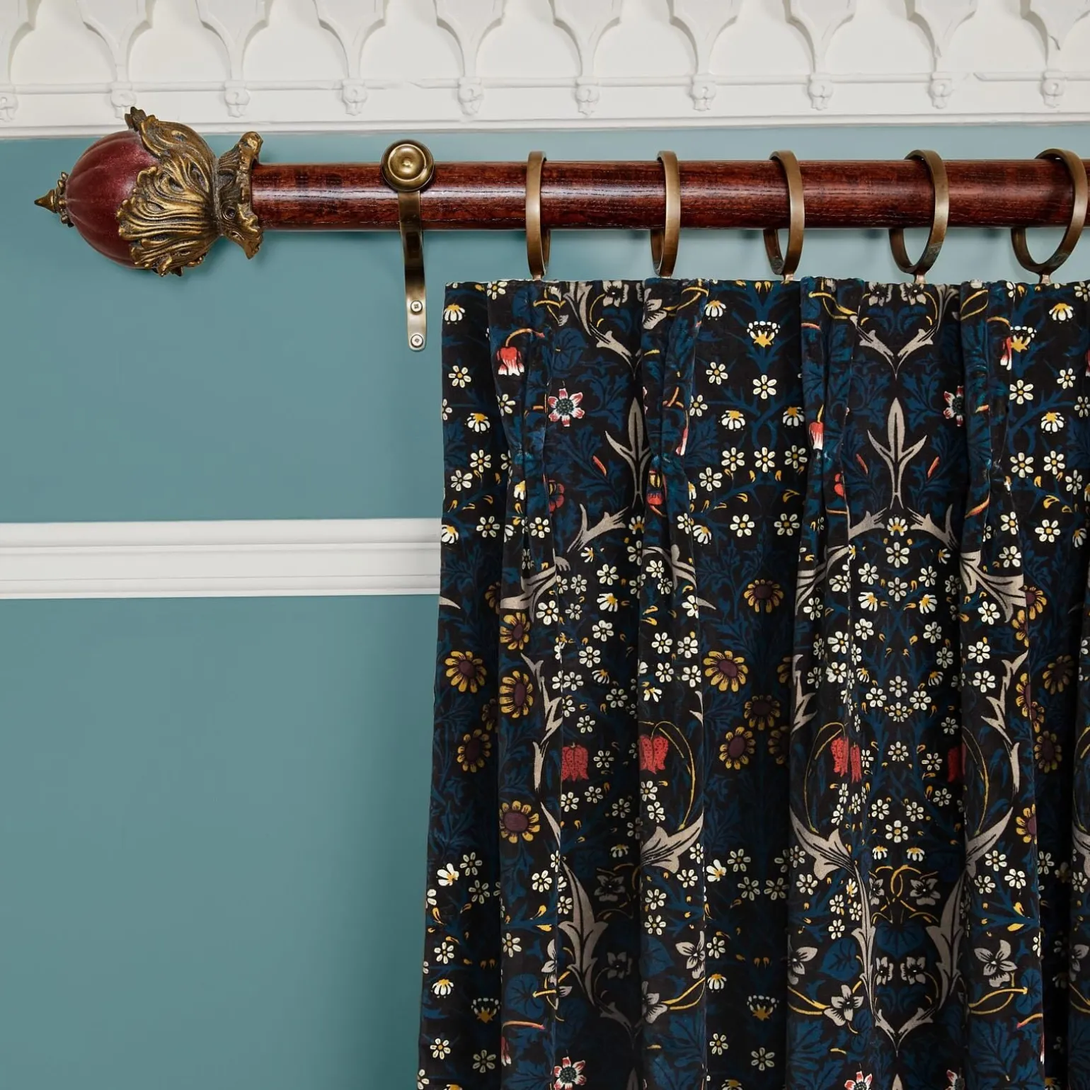 BLACKTHORN Velvet Curtain - Teal