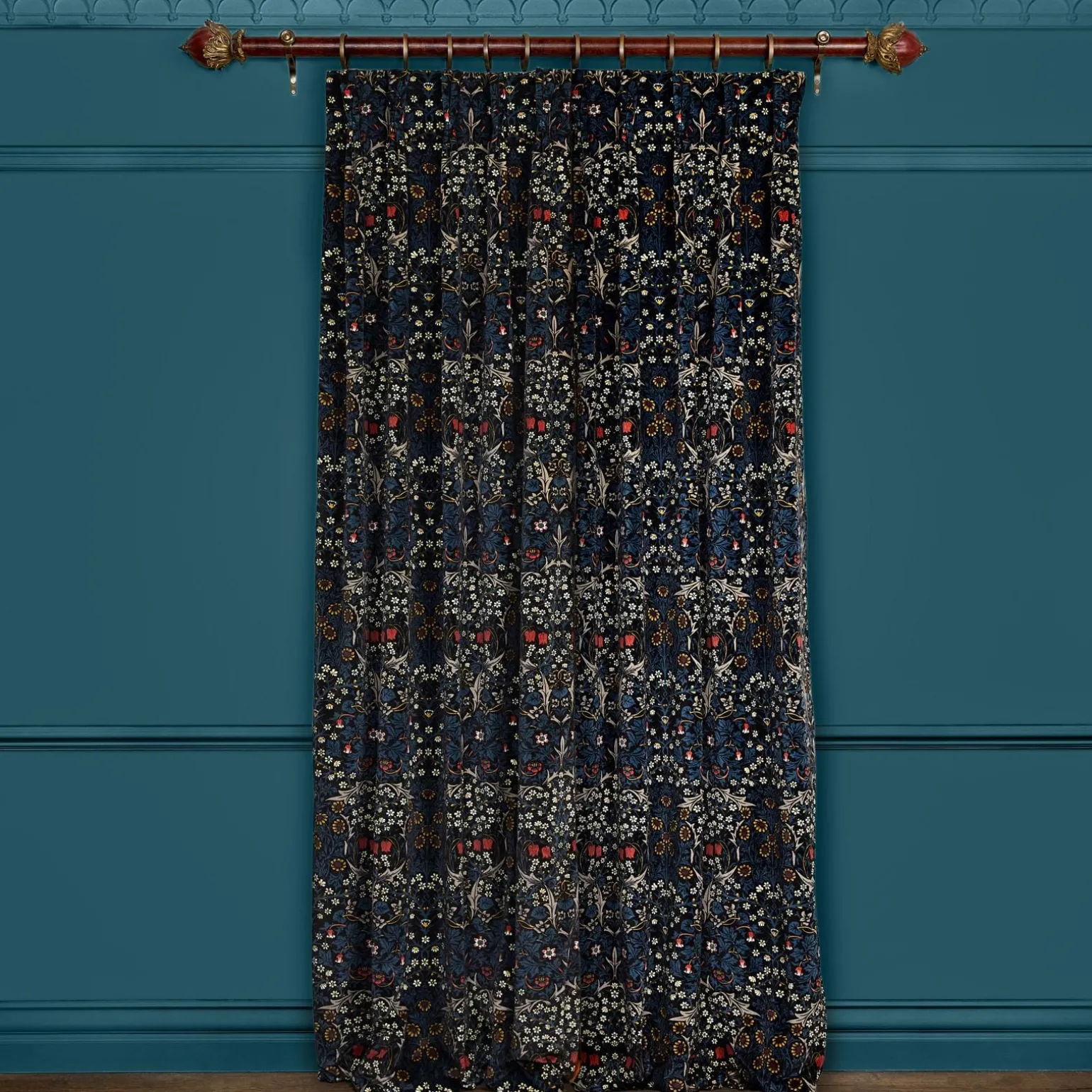 BLACKTHORN Velvet Curtain - Teal