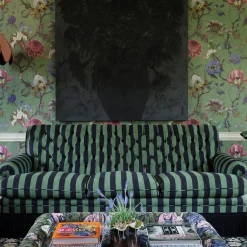 CAMELOT STRIPE Jacquard - Verdigris and Noir
