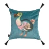 DODO Medium Tassel Velvet Cushion - Petrol