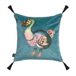 DODO Medium Tassel Velvet Cushion - Petrol