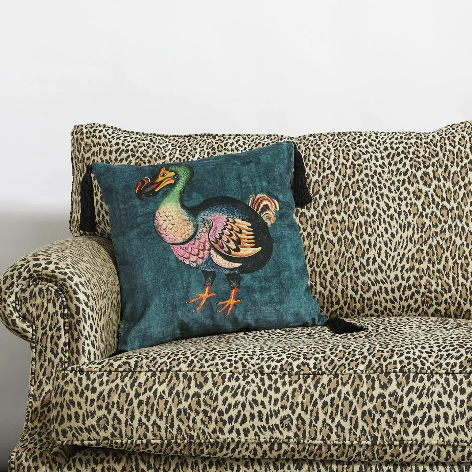 DODO Medium Tassel Velvet Cushion - Petrol