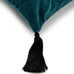 DODO Medium Tassel Velvet Cushion - Petrol