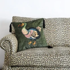 DODO Medium Velvet Tassel Cushion - Verdigris