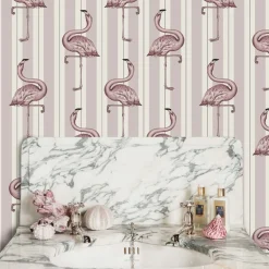 FLAMBOYANCE Wallpaper - Off White & Macaroon Pink