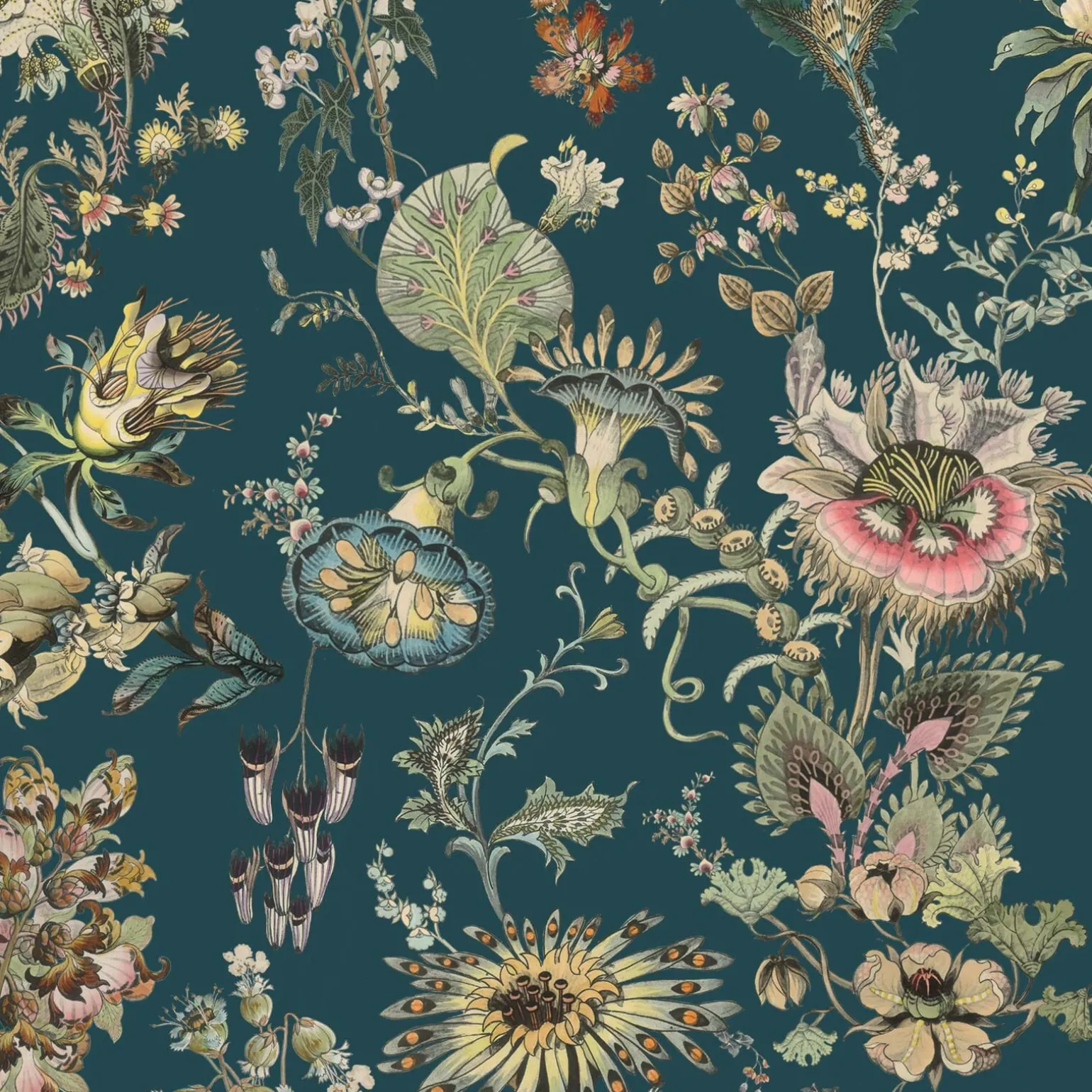 FLORA FANTASIA Wallpaper - Cerulean