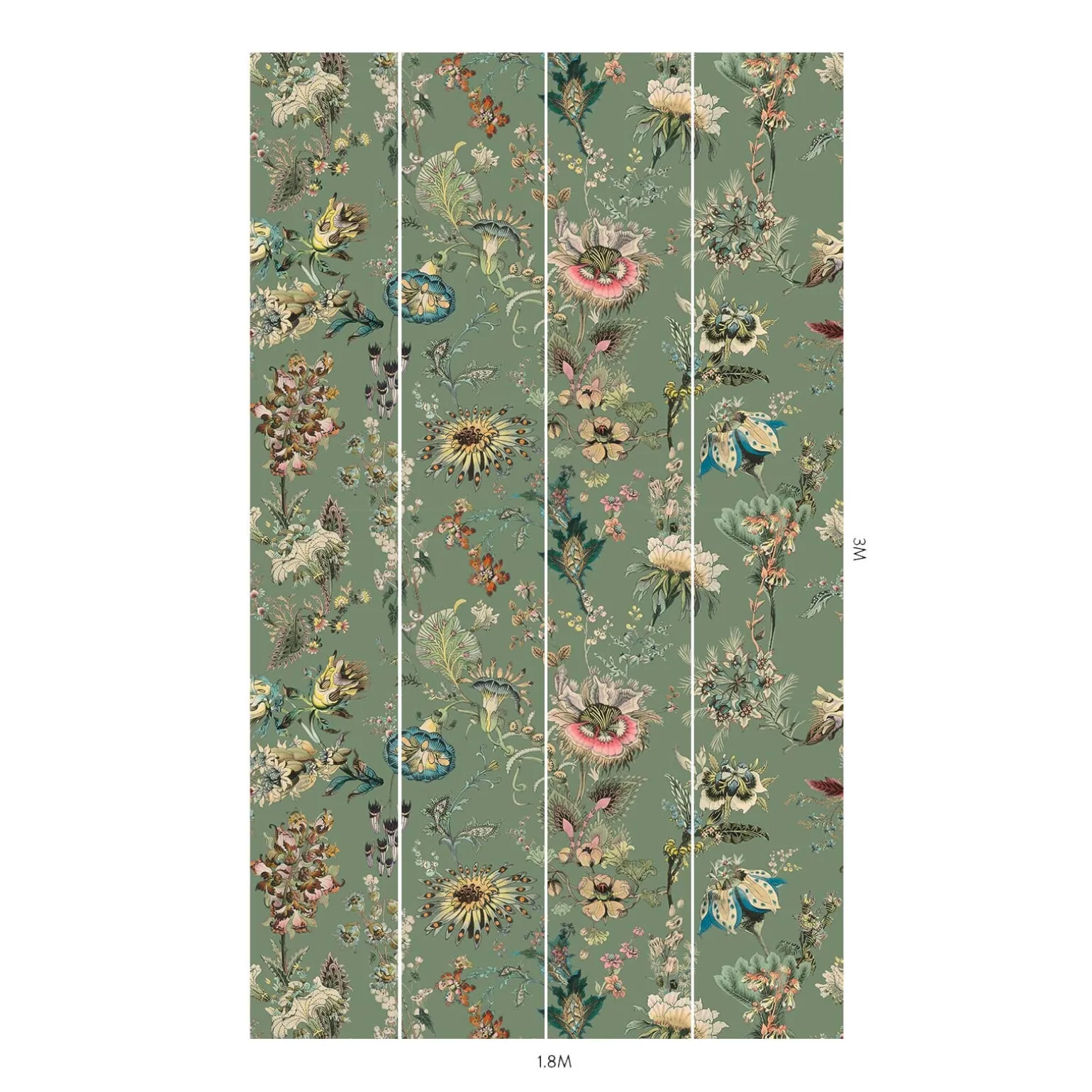 FLORA FANTASIA Wallpaper - Verdigris