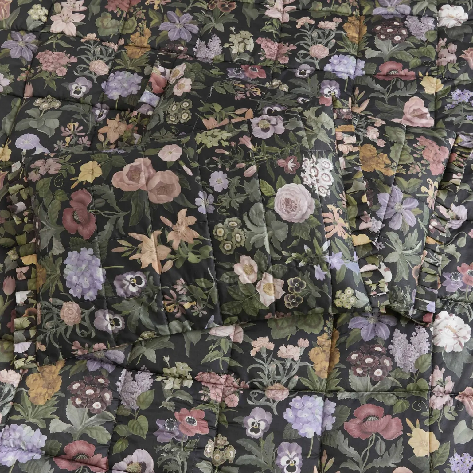 FLORALIA Cotton Sateen Pillowcases - Noir (Set of 2)