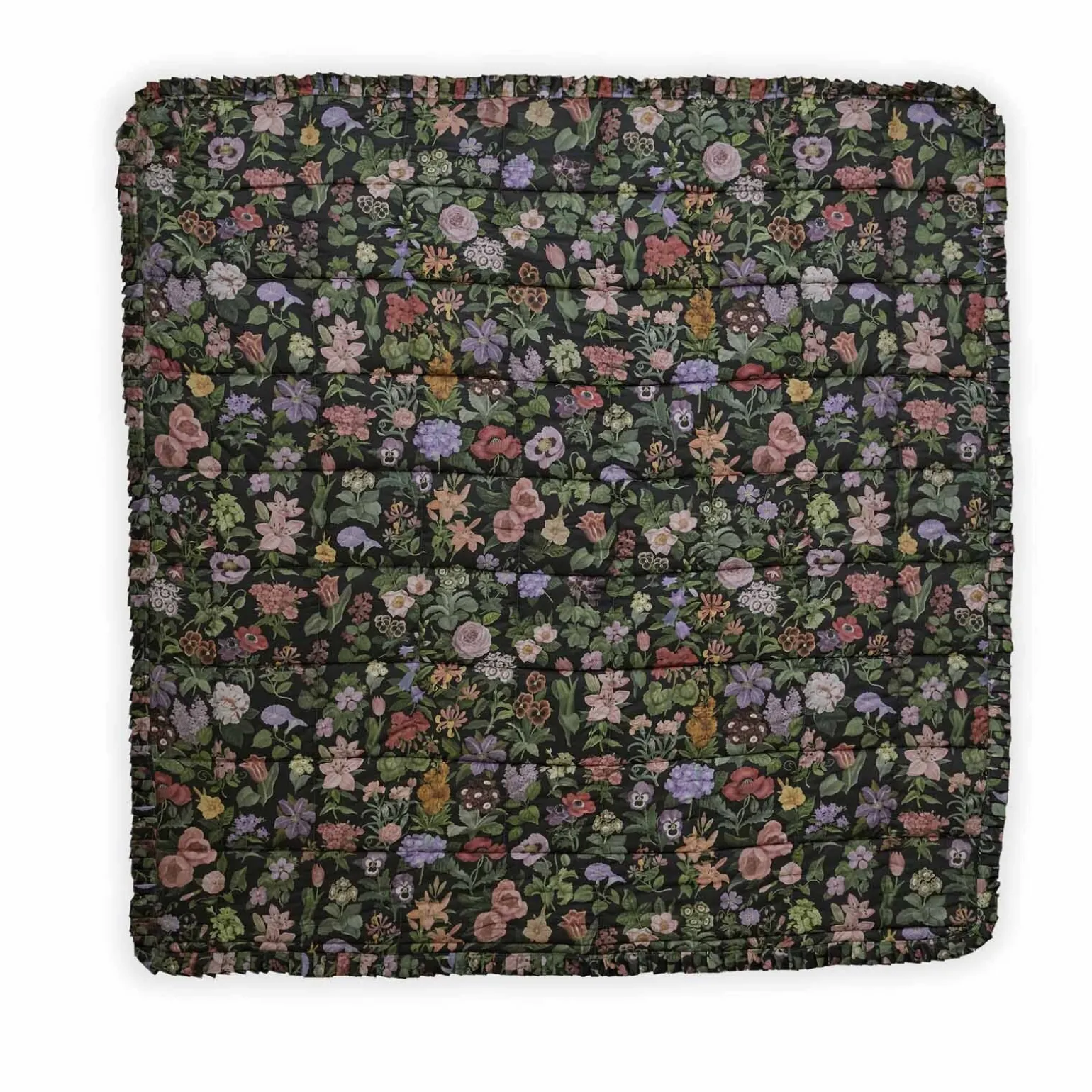 FLORALIA Cotton Sateen Quilt - Noir