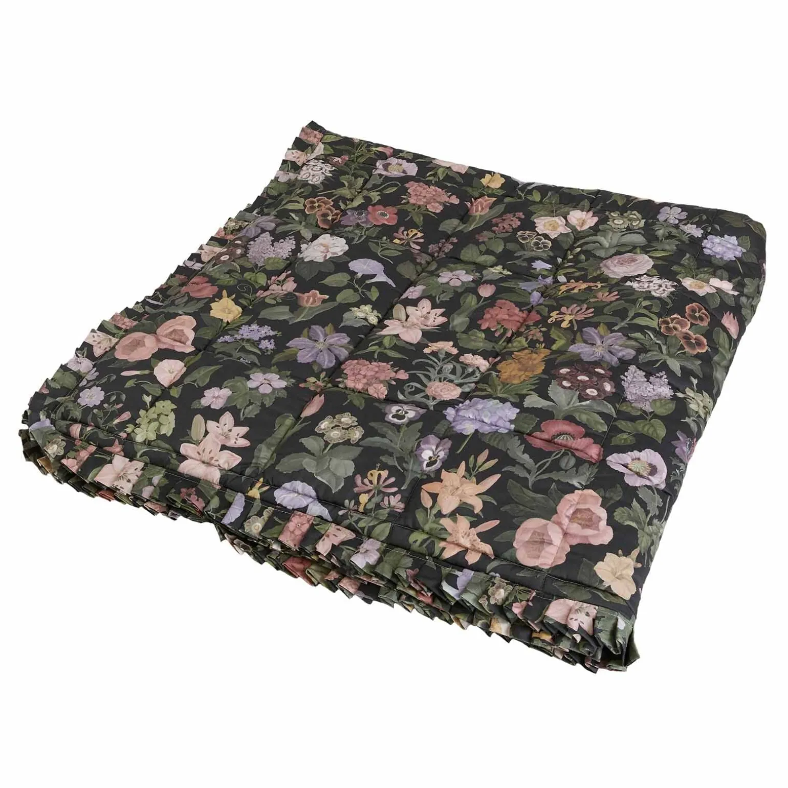 FLORALIA Cotton Sateen Quilt - Noir