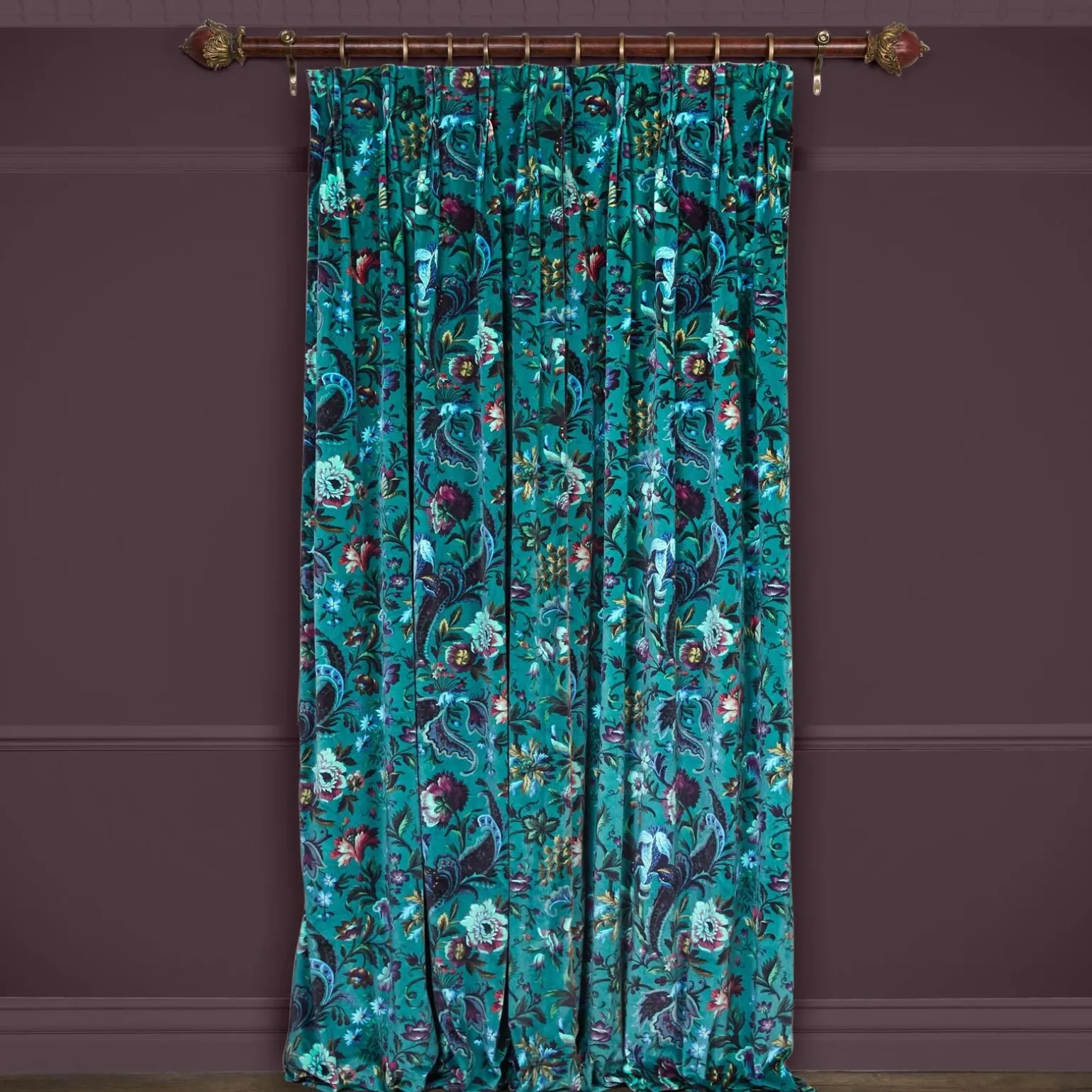 FLORIKA Velvet Curtain - Petrol
