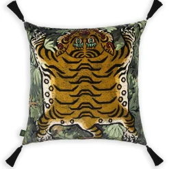 FORIS SABER Large Tassel Velvet Cushion - Noir