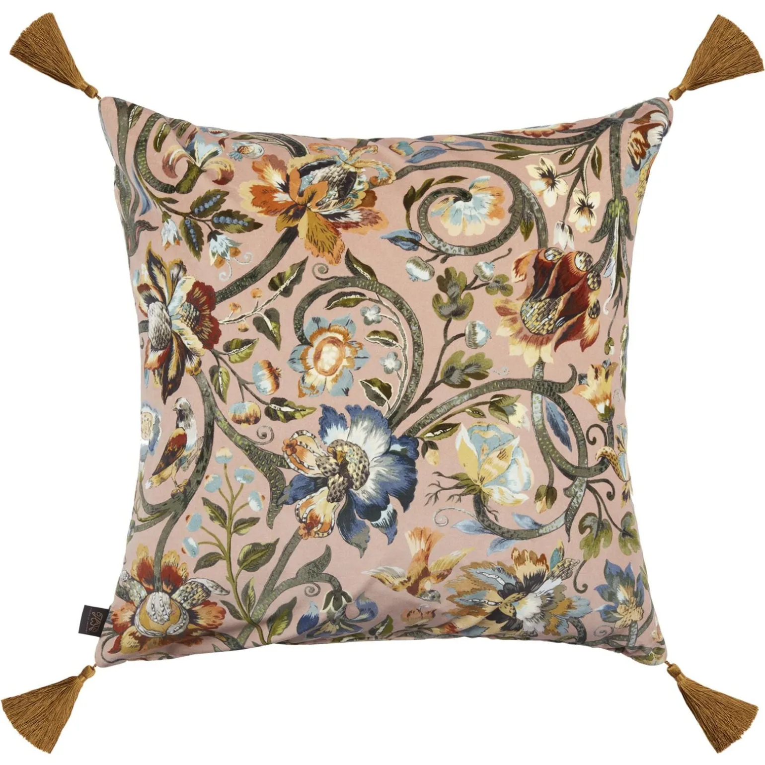 GAIA Large Tassel Velvet Cushion - Blush