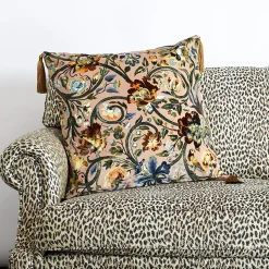 GAIA Large Tassel Velvet Cushion - Blush