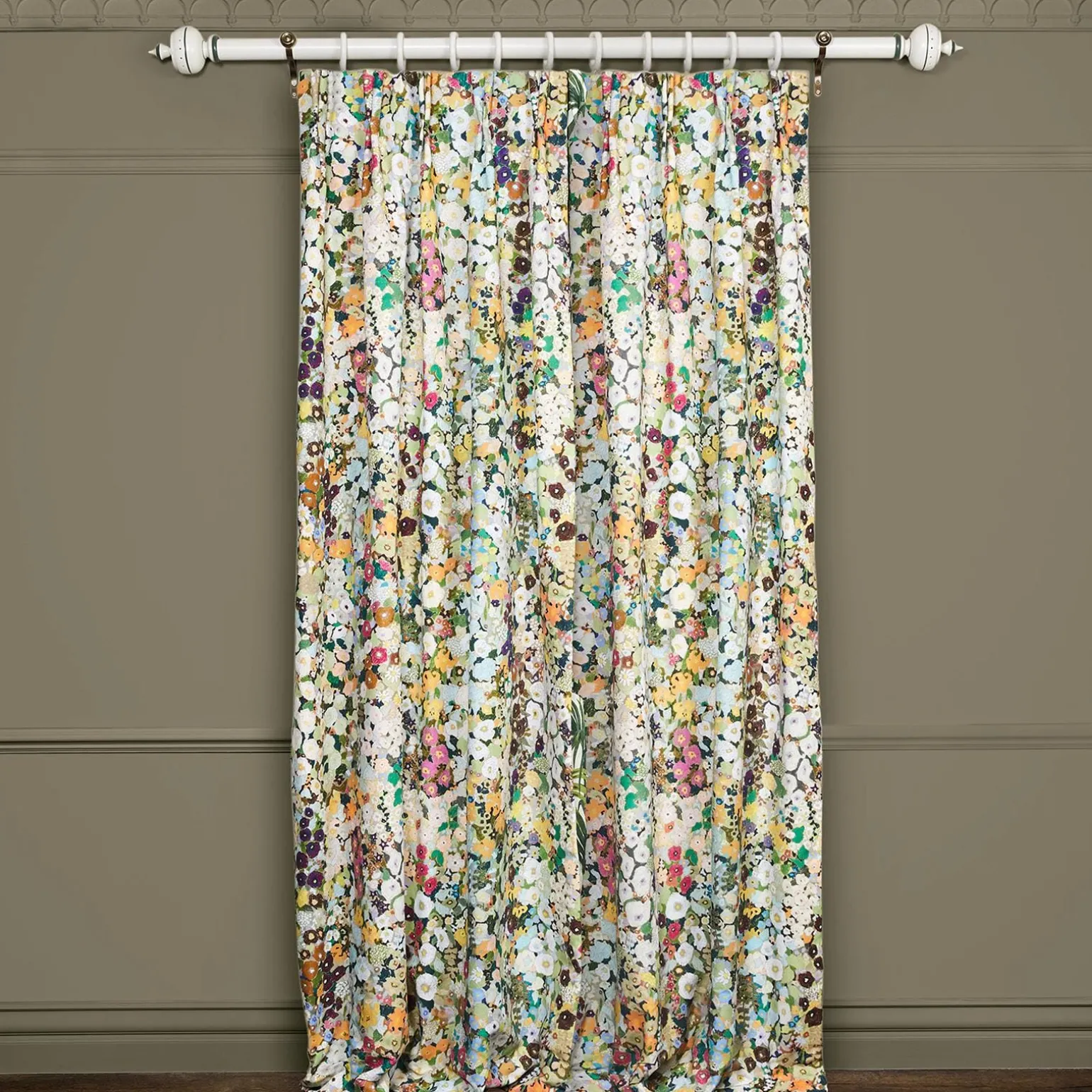 HOLLYHOCKS Cotton Linen Curtain - Summer