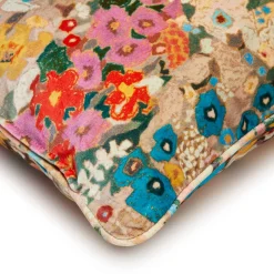 HOLLYHOCKS Large Velvet Cushion - Autumn
