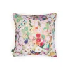 HOLLYHOCKS Medium Piped Cotton Linen Cushion - Spring