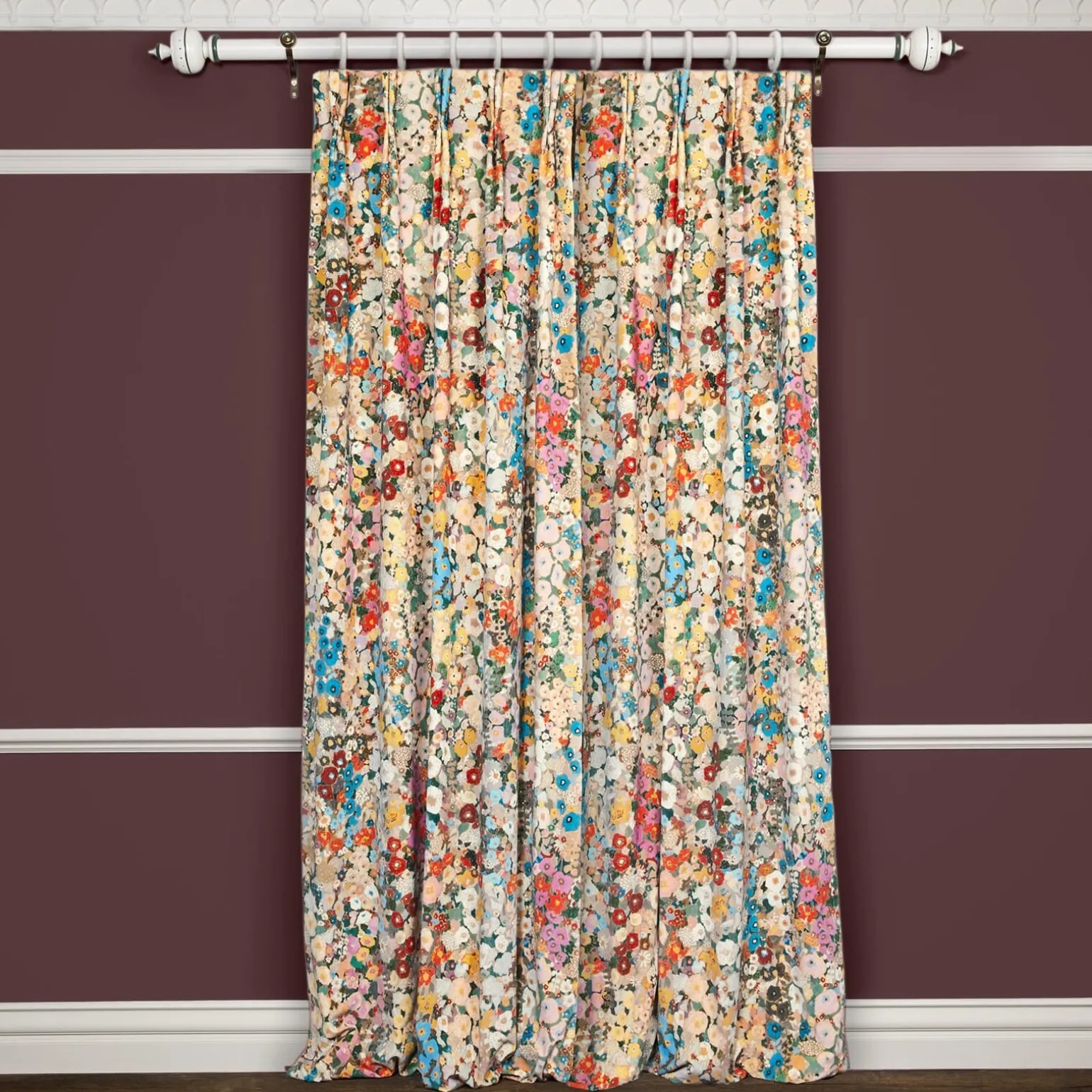 HOLLYHOCKS Velvet Curtain - Autumn