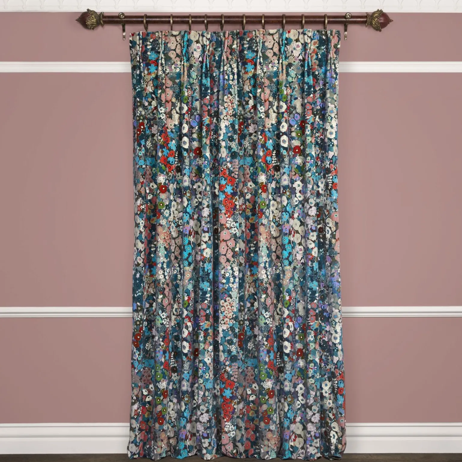 HOLLYHOCKS Velvet Curtain - Winter