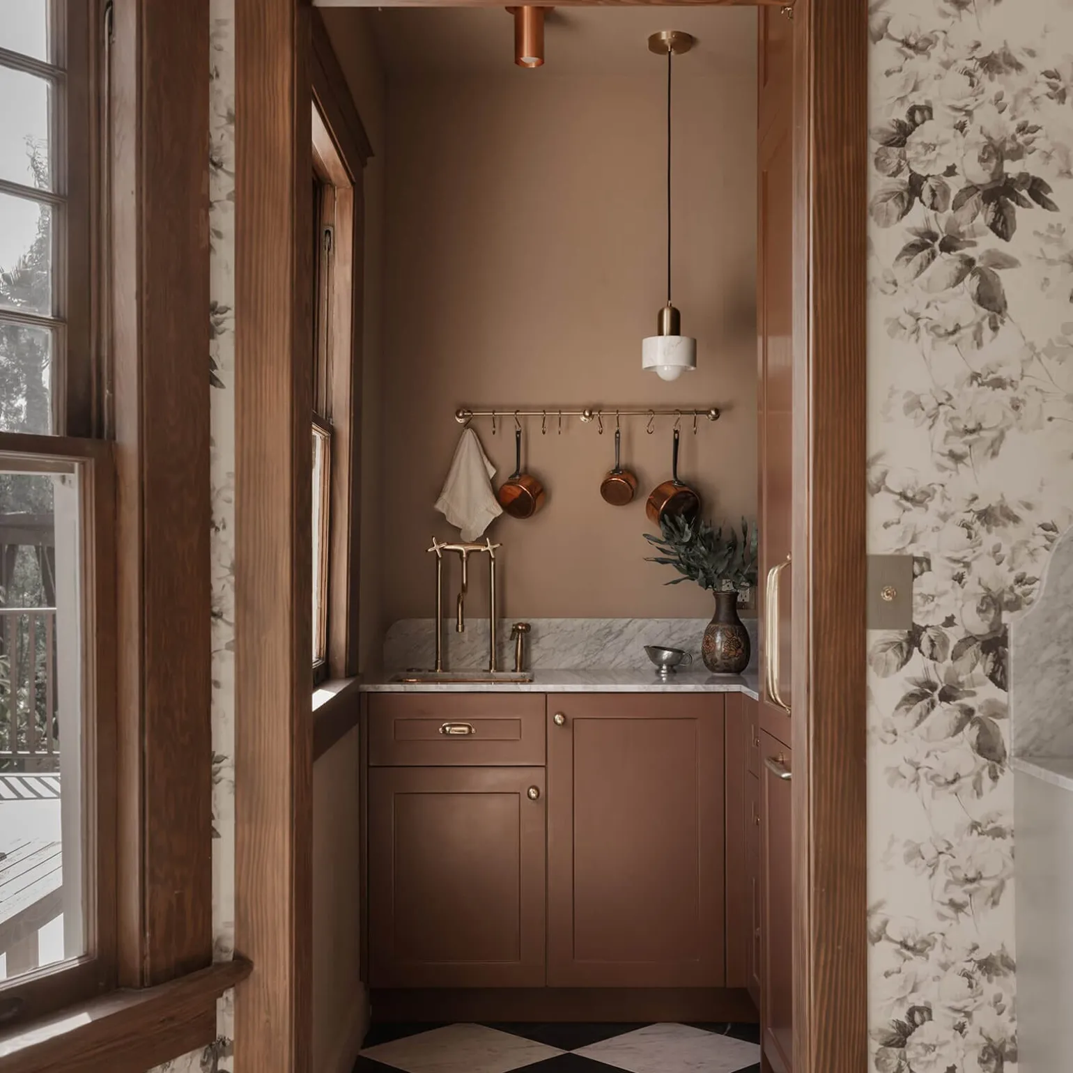 LONDON ROSE Traditional Wallpaper - Smoke Grey