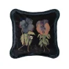 LOVE LETTER Medium Fringe Velvet Cushion - Noir