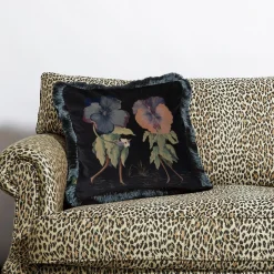 LOVE LETTER Medium Fringe Velvet Cushion - Noir