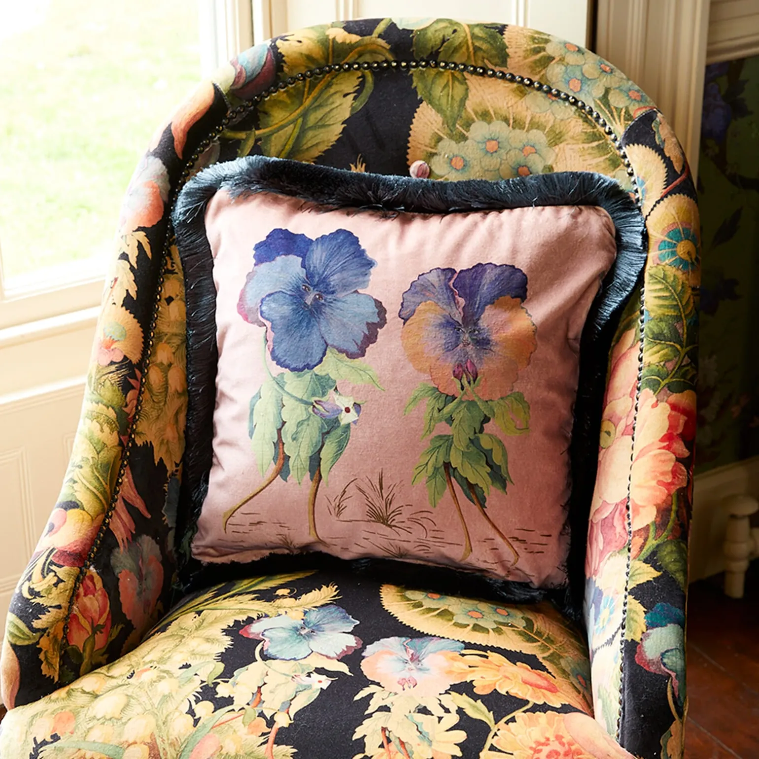 LOVE LETTER Medium Fringe Velvet Cushion - Tourmaline